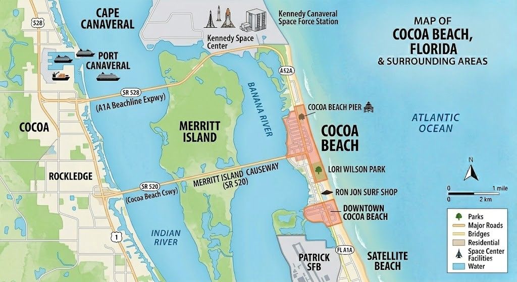 Map of Cocoa Beach FL
