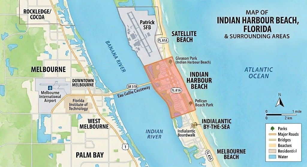 Map of Indian Harbour Beach FL