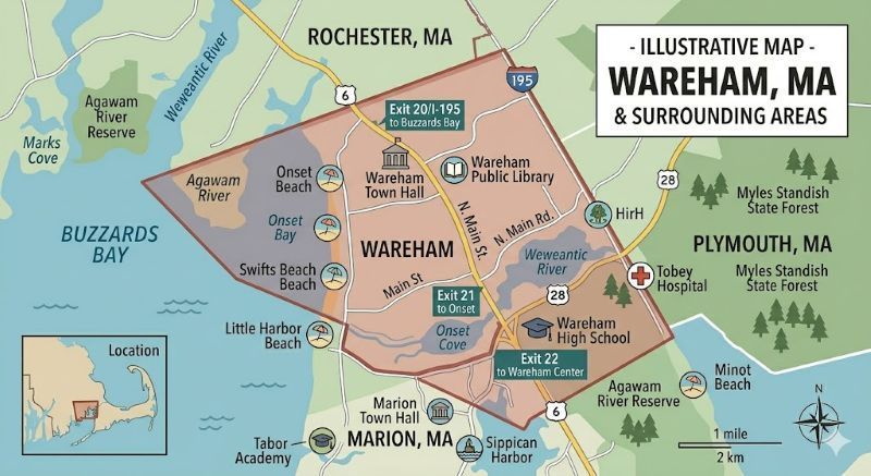 Map of Wareham MA Map