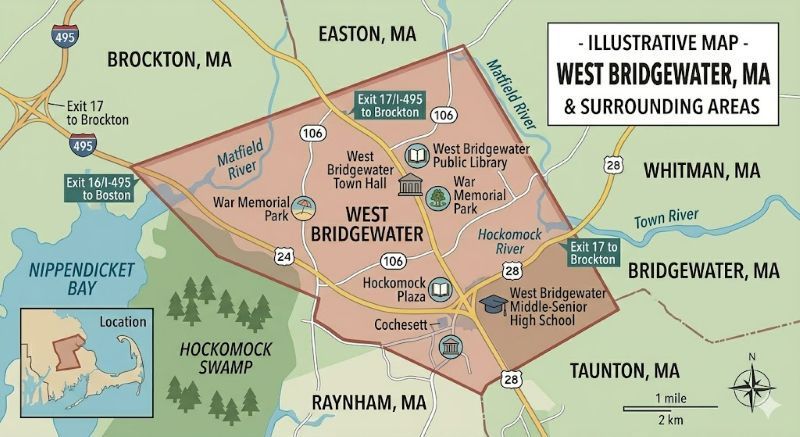 West Bridgewater MA Map