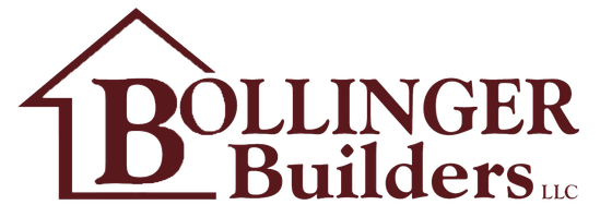 Bollinger Builders LLC logo in maroon with stylized house roof over the word “Bollinger”