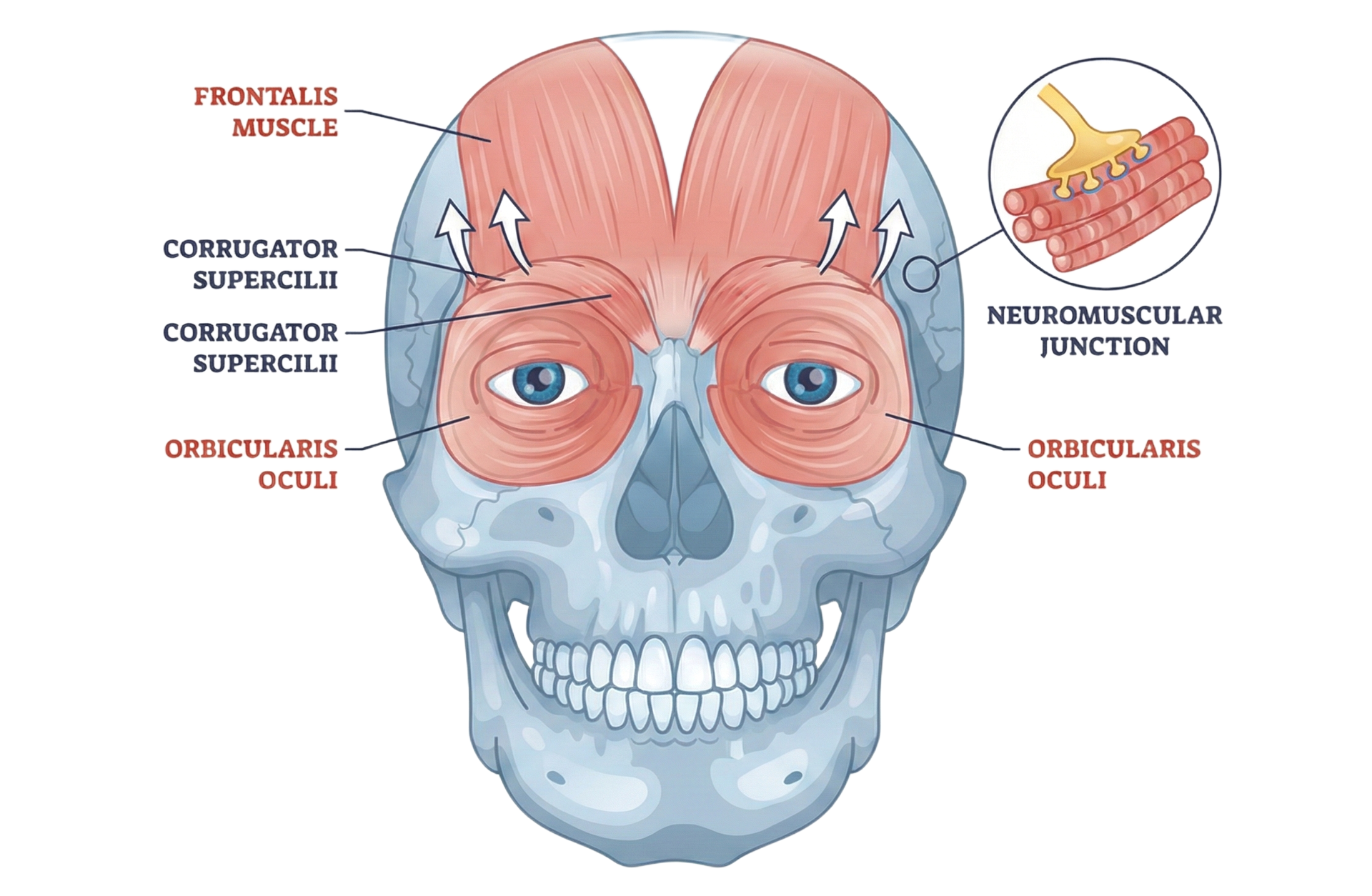 Illustration for 11s (glabellar frown lines) botox