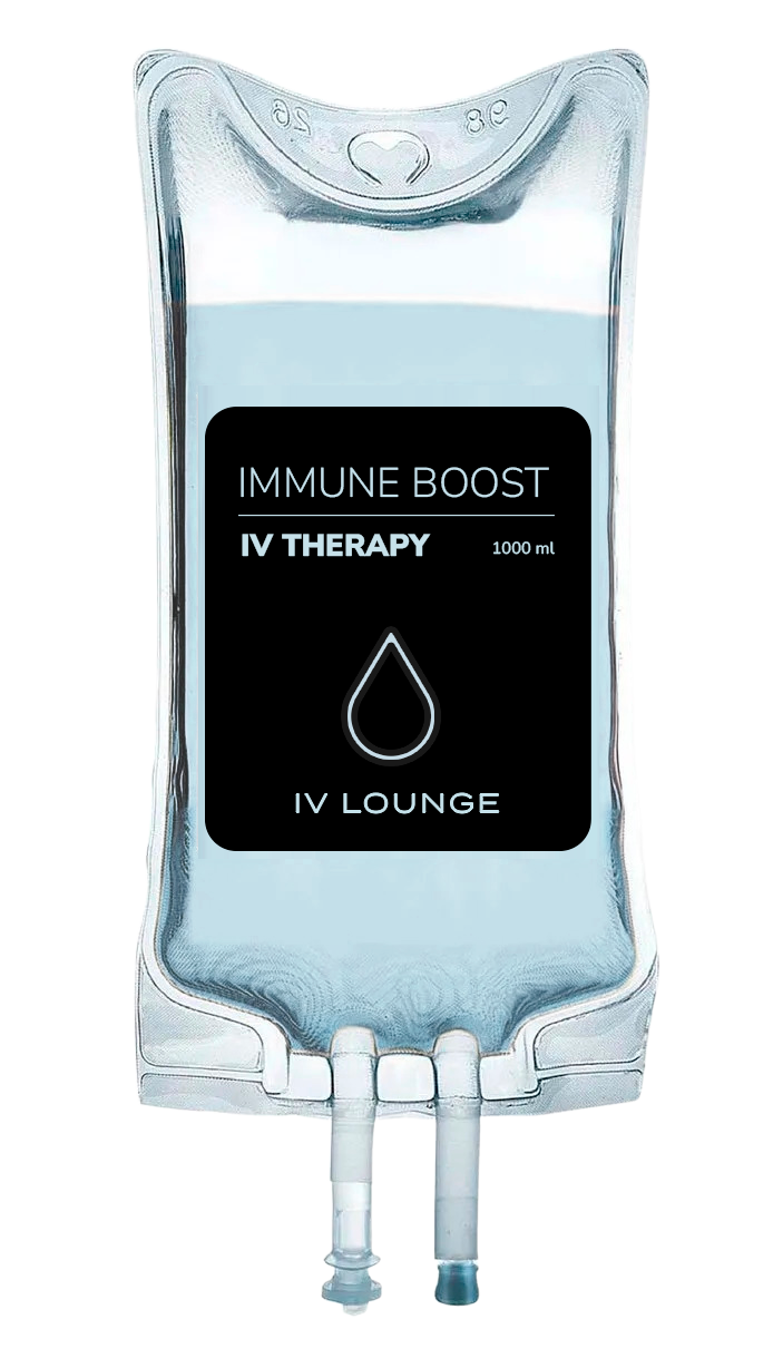 A bag of iv therapy is shown on a white background.