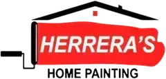 Herrera's Home Painting logo with a red paint can and black roofline
