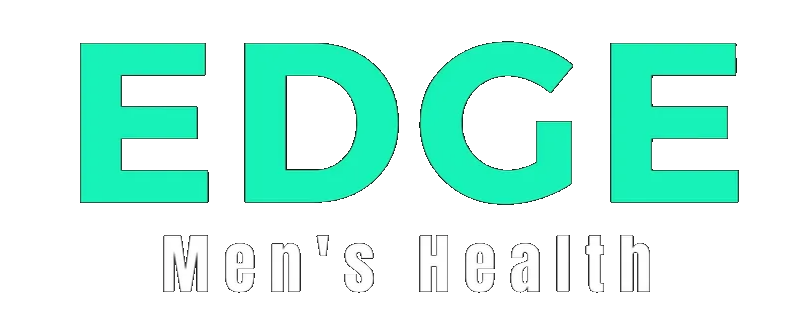 Logo with "EDGE" in turquoise letters above "Men's Health" in outlined gray text.
