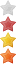 Three star rating icons: one red, one gold, and one partially filled gold over gray.