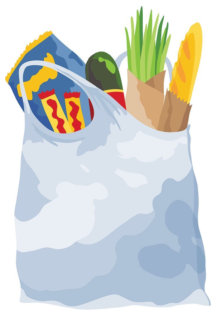 plastc bag of food