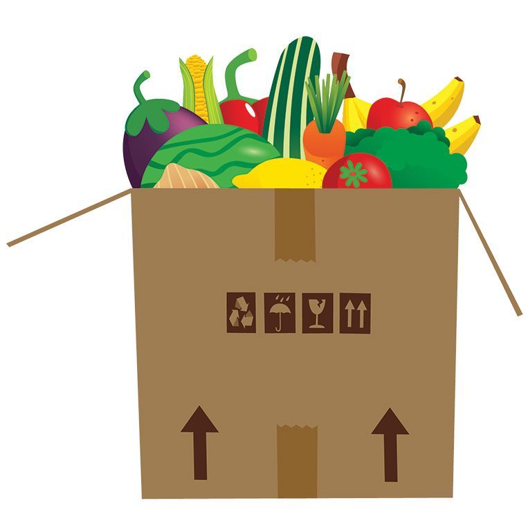 box of fresh fruit and vegetables