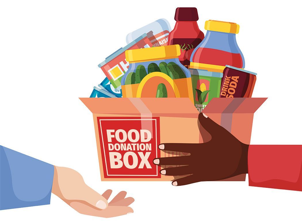 handing off food donation box