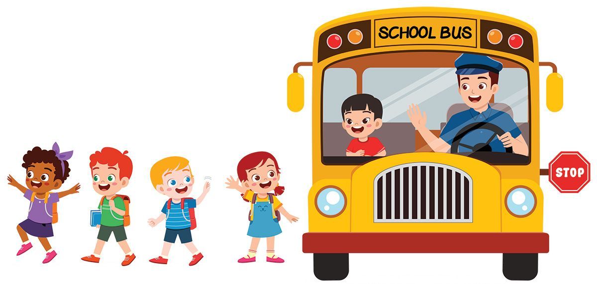diverse cultural school kids with backpacks getting off of school bus