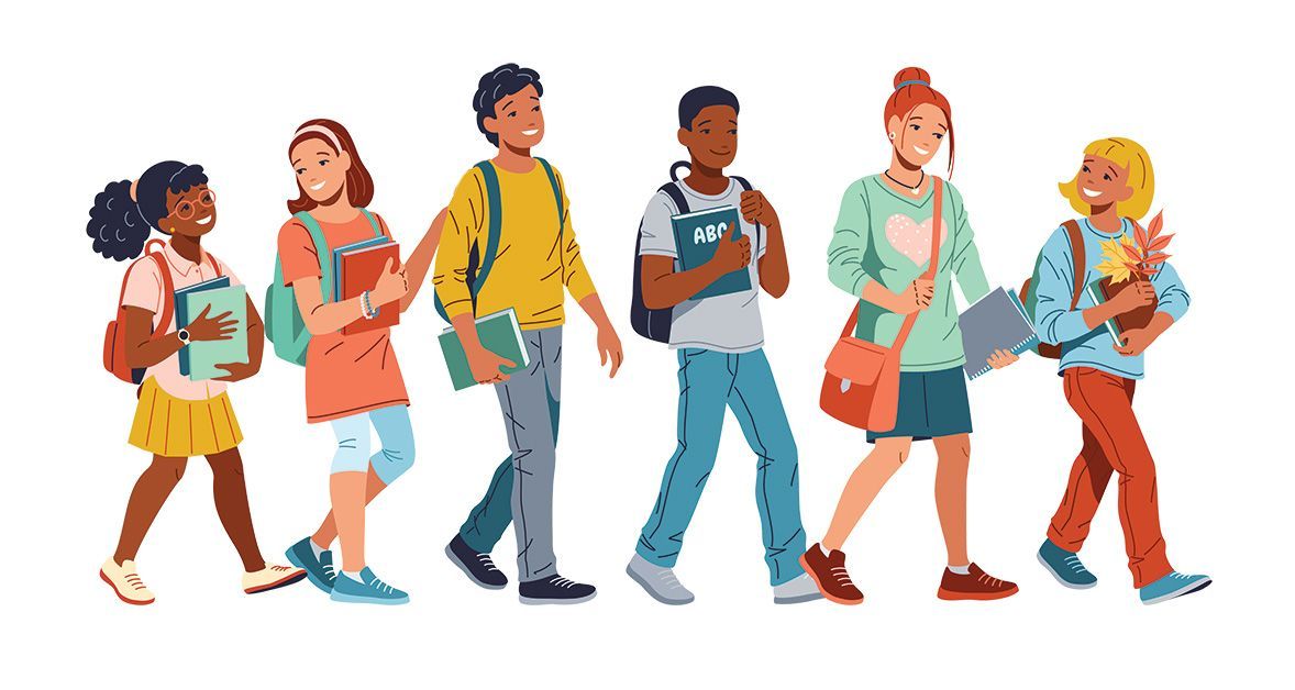 multi cultural high school children