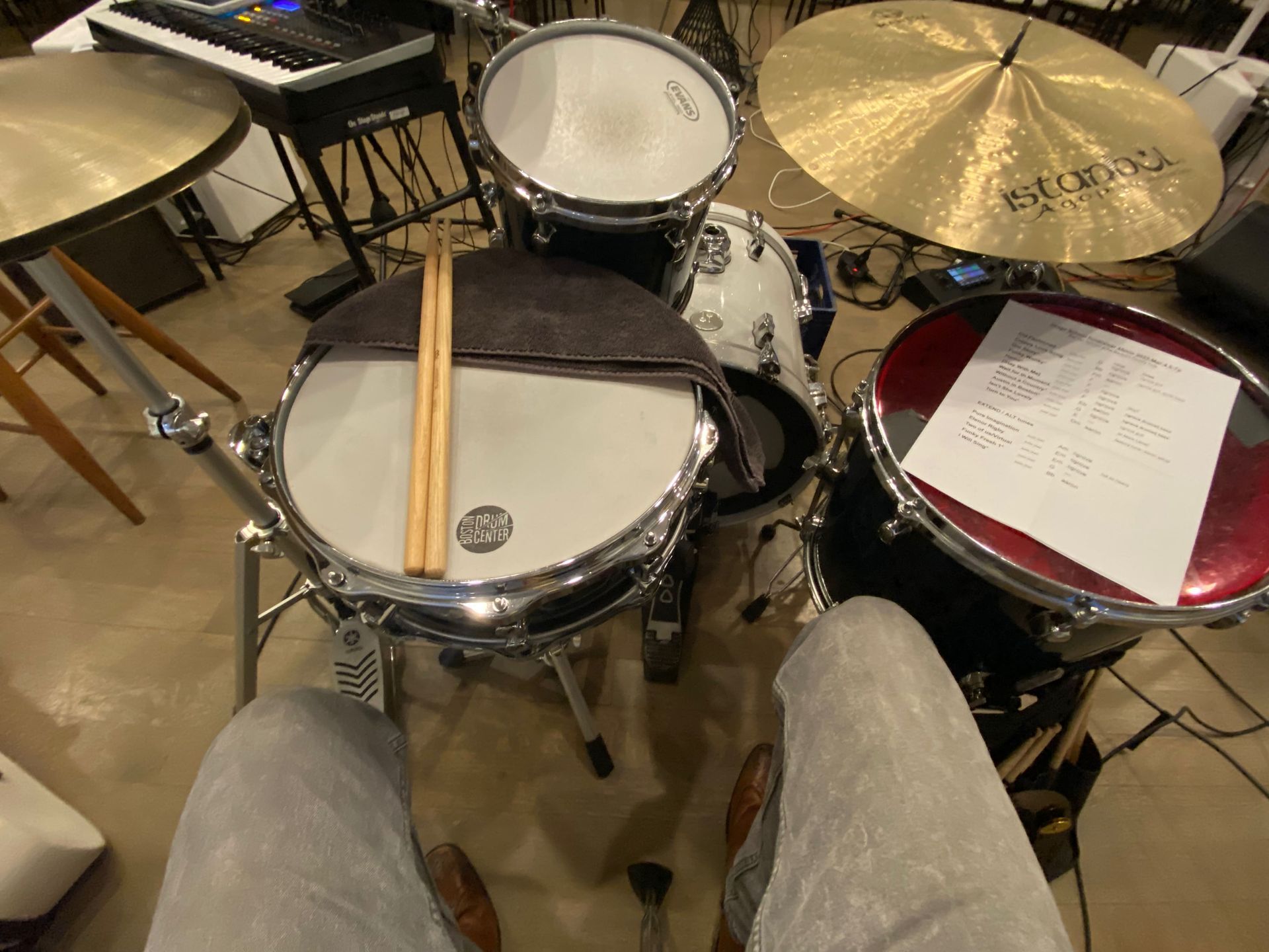 drummer's point of view on a drum set