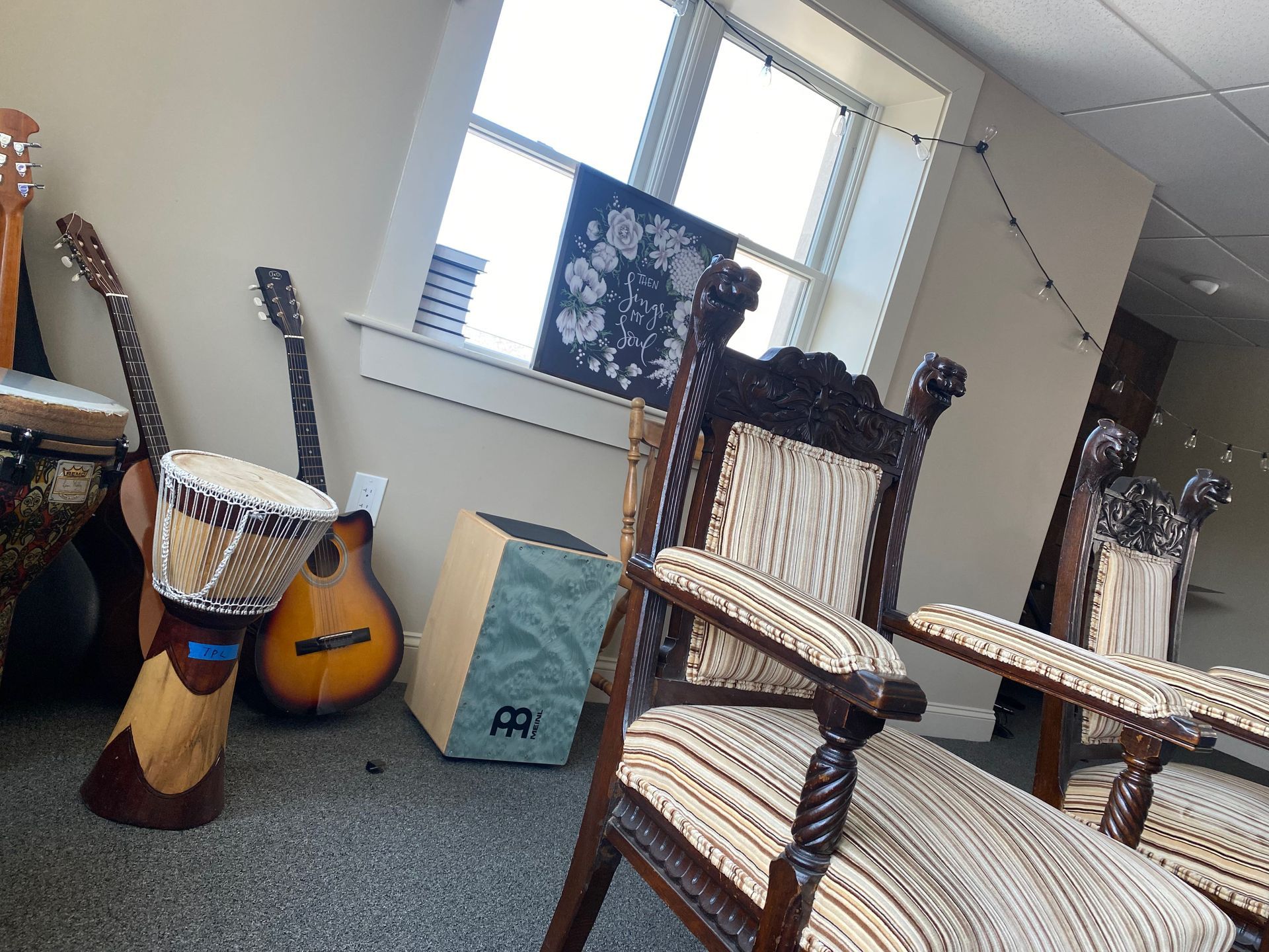 different instruments in a practice room