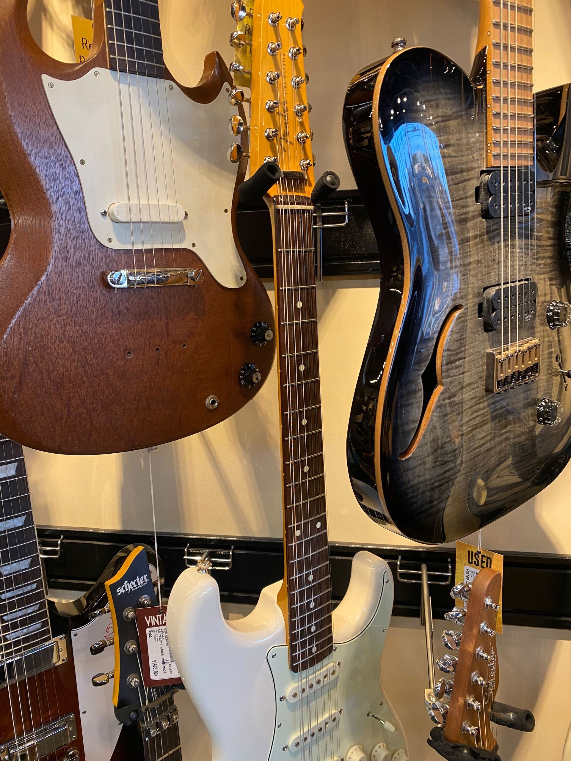 different electric guitars