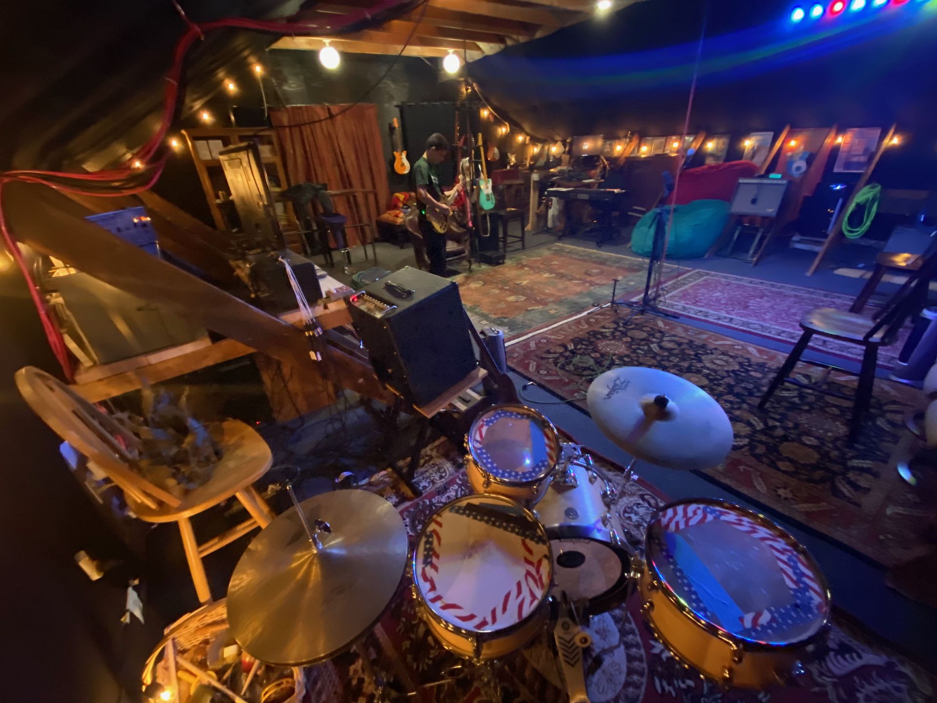 a band session in a music room