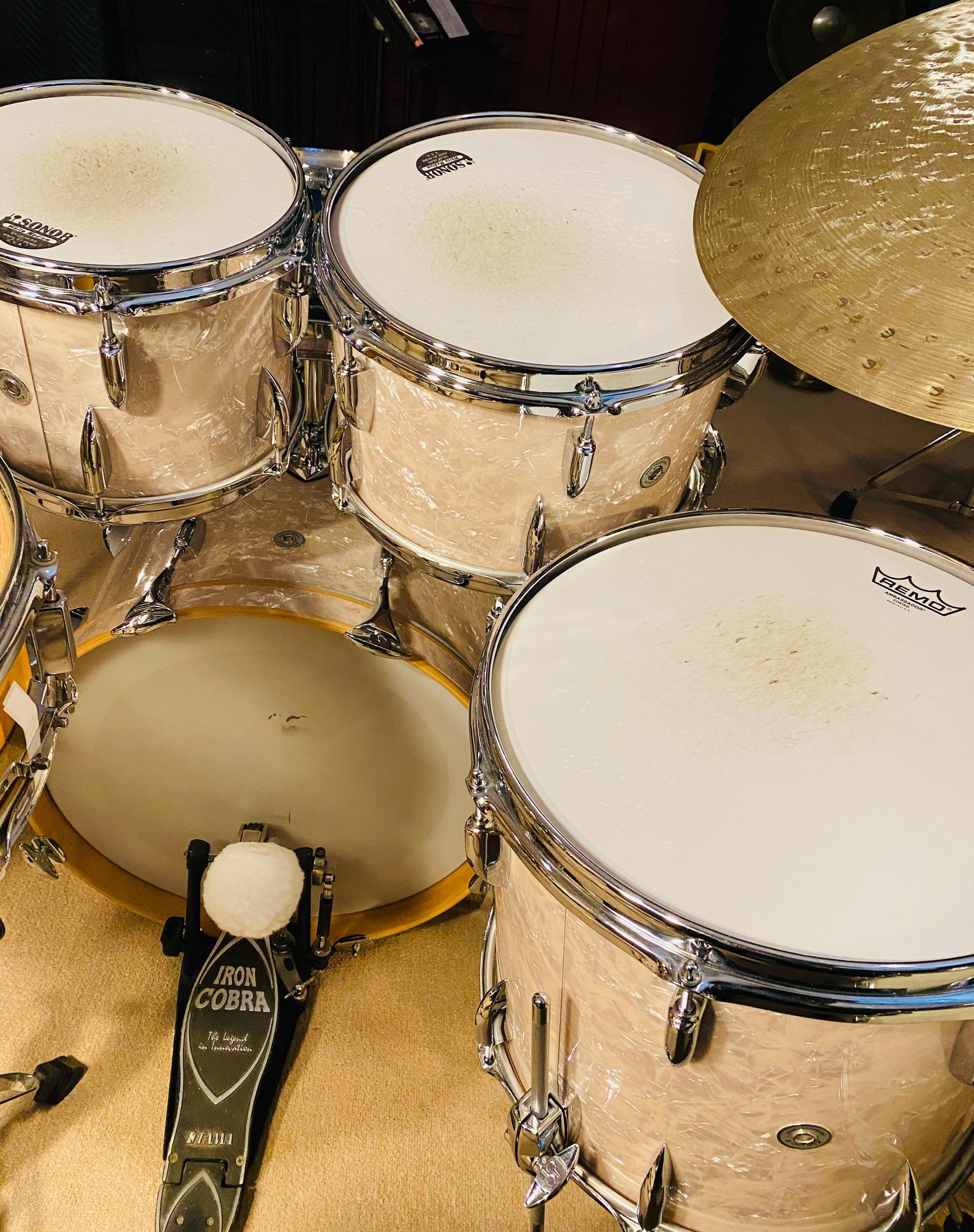 Cream Colored Drum Set