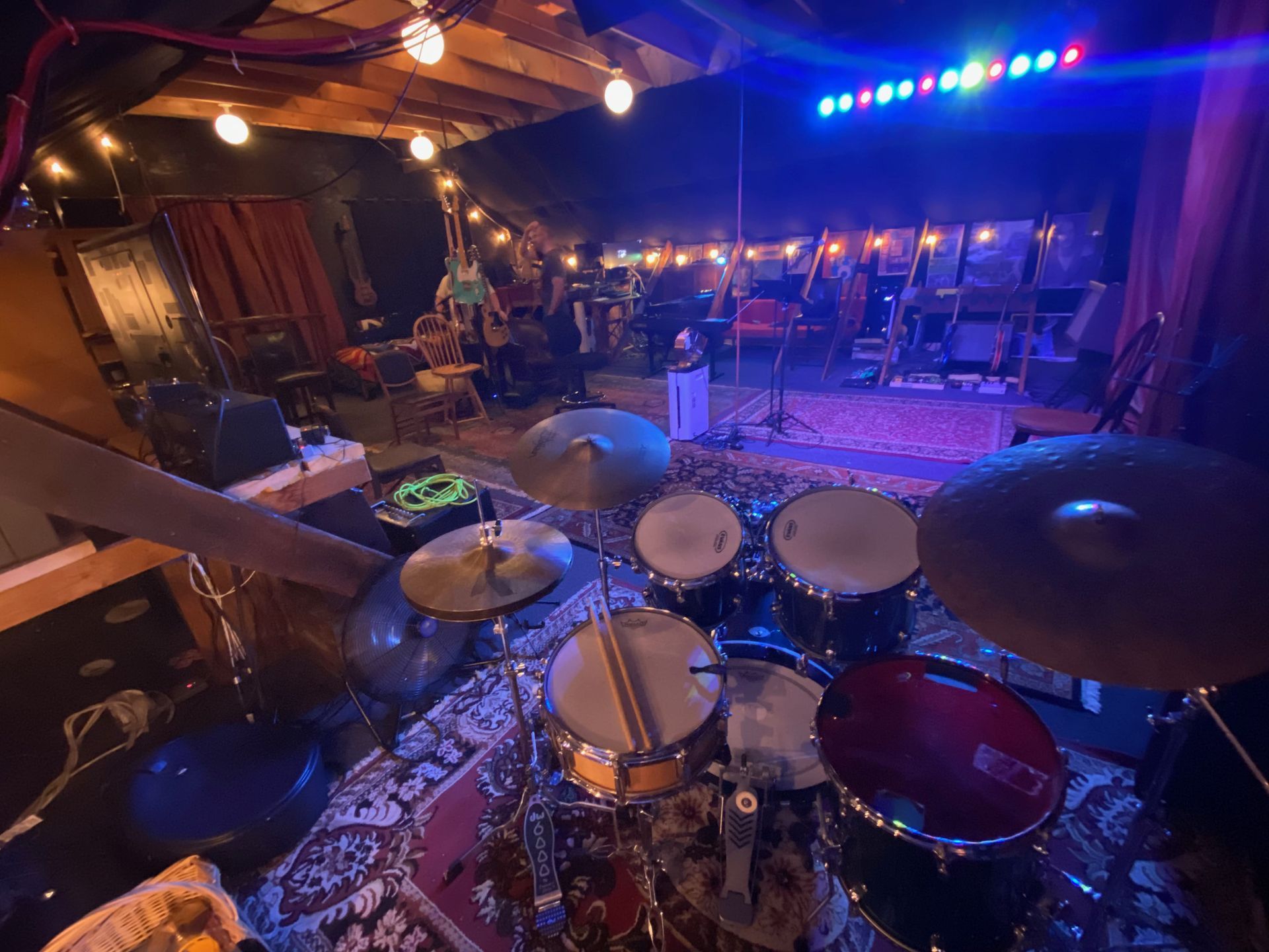 drummer's point of view in a music room