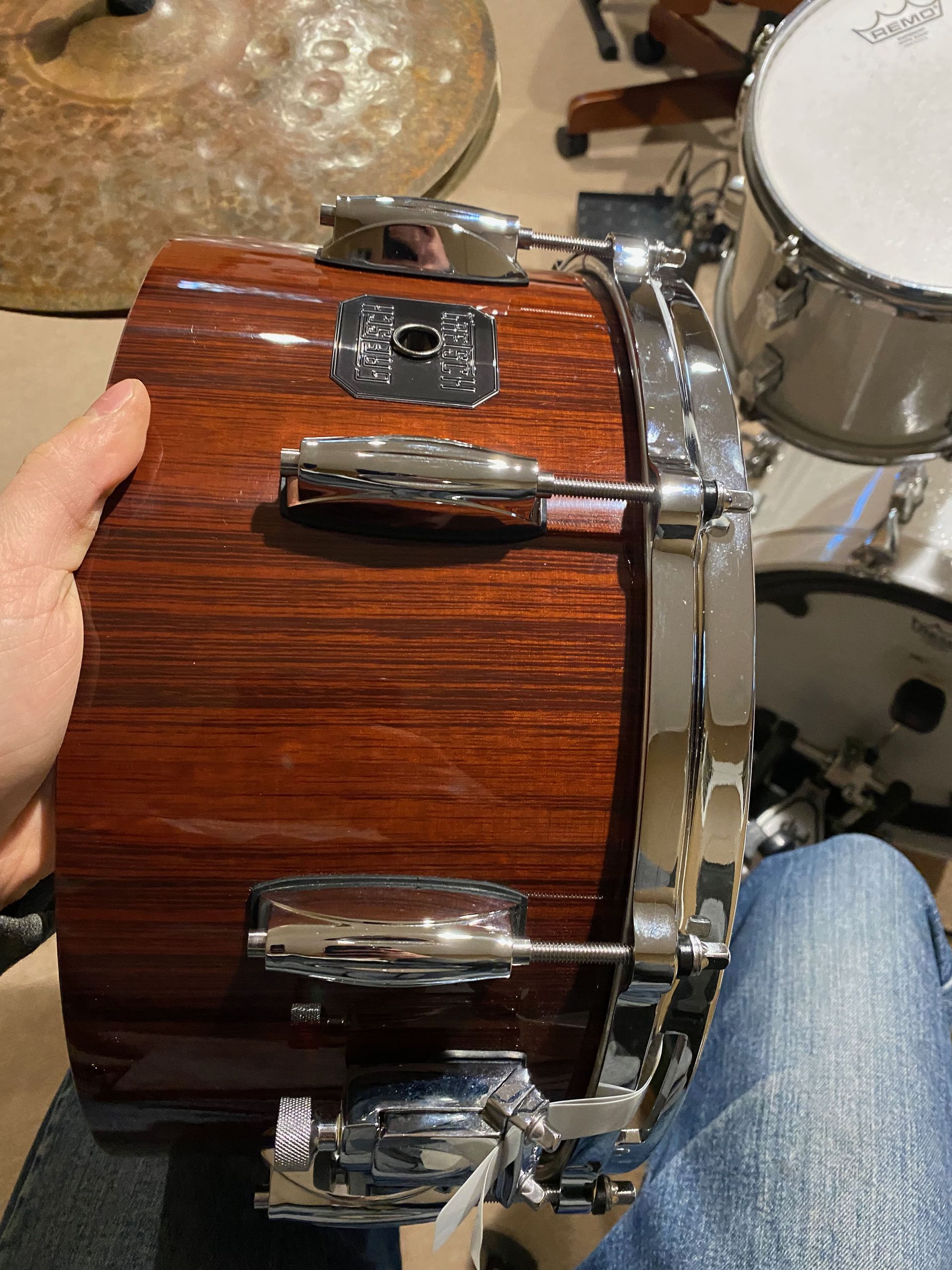 wood colored drum kit