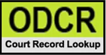 ODCR Court Record Lookup logo with black text on a lime green and white background
