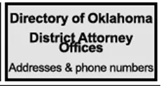 Directory of Oklahoma District Attorney Offices with addresses and phone numbers