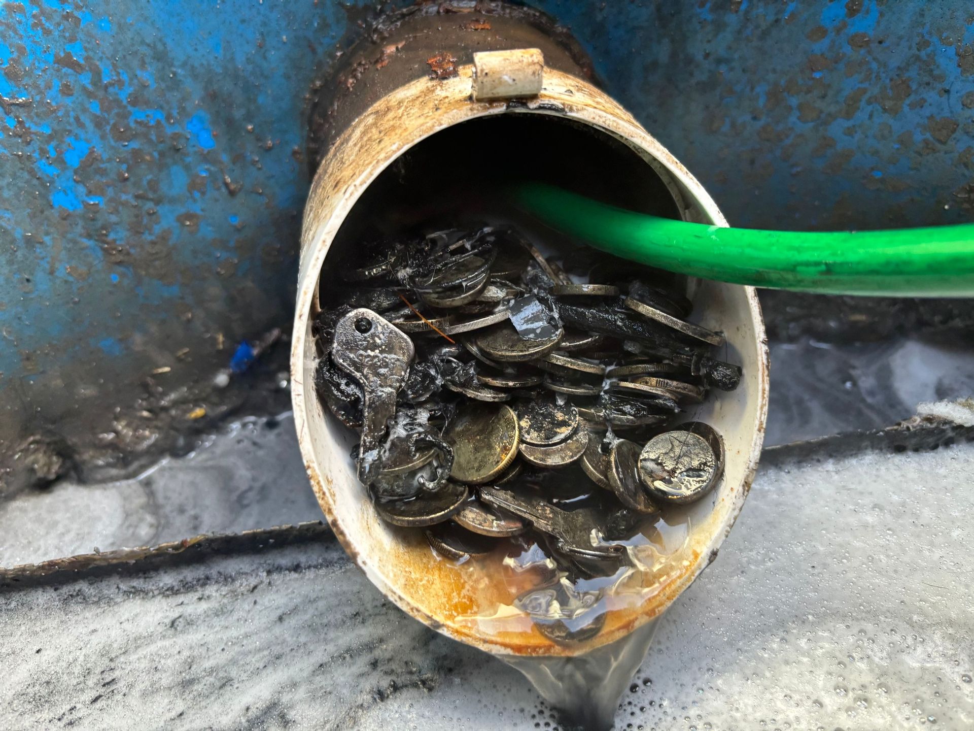 Open pipe filled with debris — Truflow Plumbing & Gas Solutions in Rockhampton City, QLD