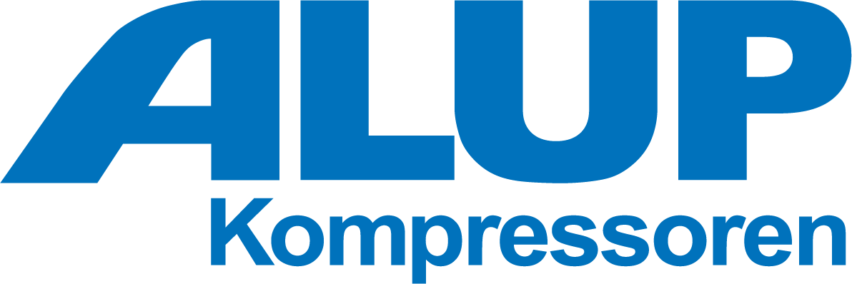 Un logo blu e bianco per i compressori alup
