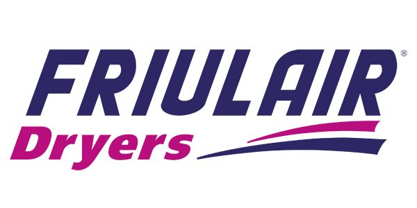 Il logo delle asciugatrici friulair è blu e rosa