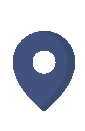 A dark blue, classic map pin icon with a white circular hole in the center.