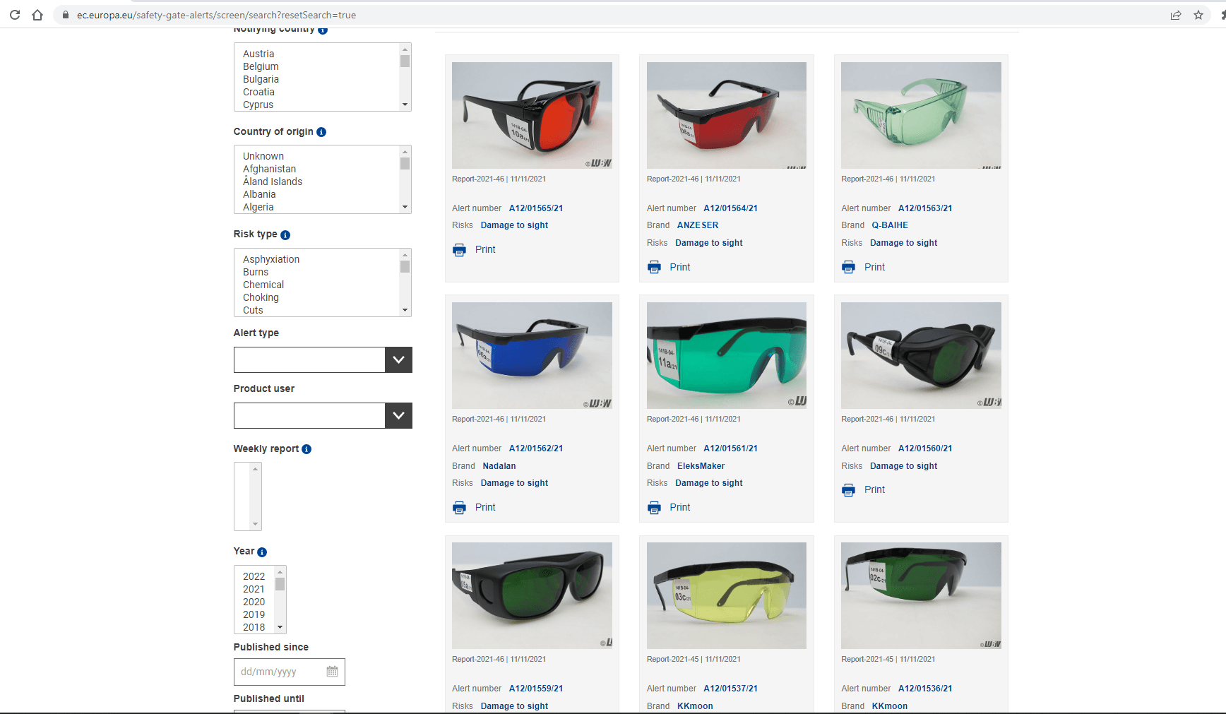 Laser Safety Glasses