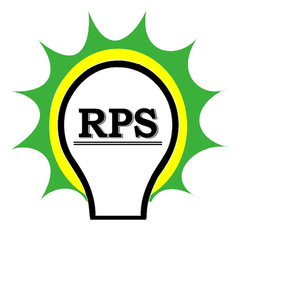 Green sunburst logo with a white lightbulb outlined in black and yellow, labeled “RPS” inside.
