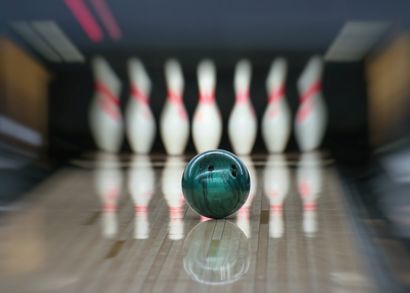 bowling bowl going into pins motion