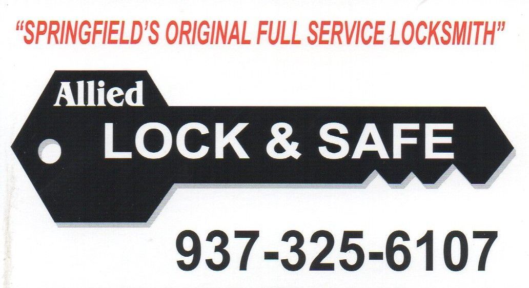 Allied Lock & Safe sign with slogan and phone number 937-325-6107