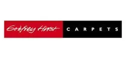 Gothley Hurst Carpets logo with white script on a red and black rectangular banner