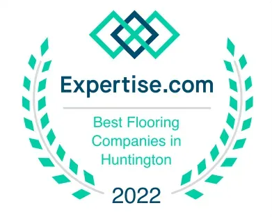 Expertise.com award badge for Best Flooring Companies in Huntington 2022 in teal and white