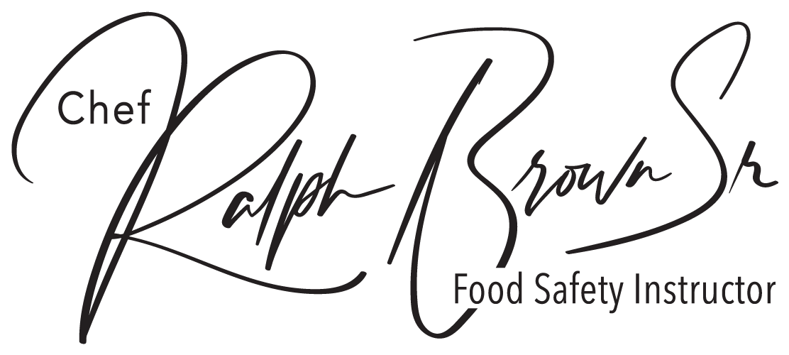 A chef ralph brown sr. food safety instructor signature on a white background.