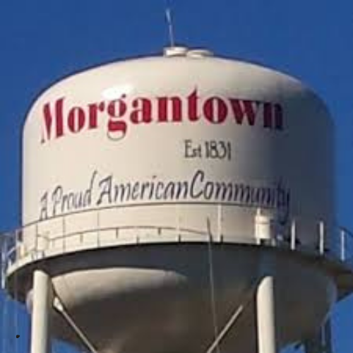 The water tower in morgantown is a proud american community.