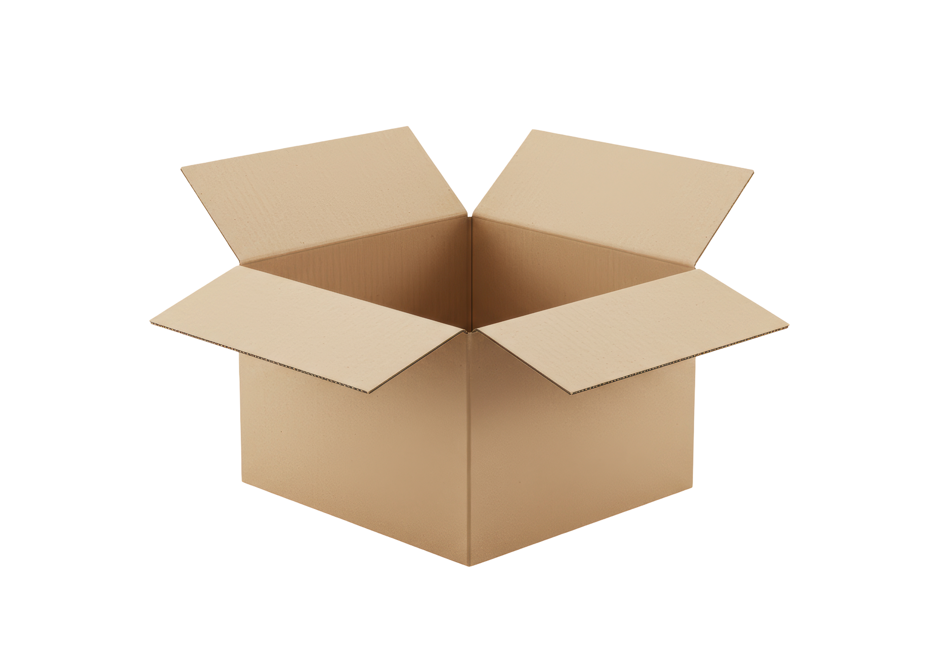 Open brown cardboard box.