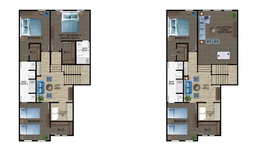 Two floor plans of a house on a white background.