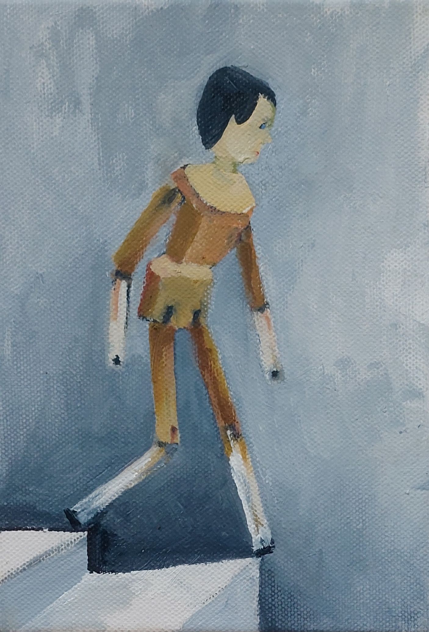 Sally Scott Original Artwork Oil Painting Antique Wooden Dutch Dolls