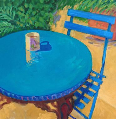 Isolation oil painting by Sally Scott 40cm square 2022