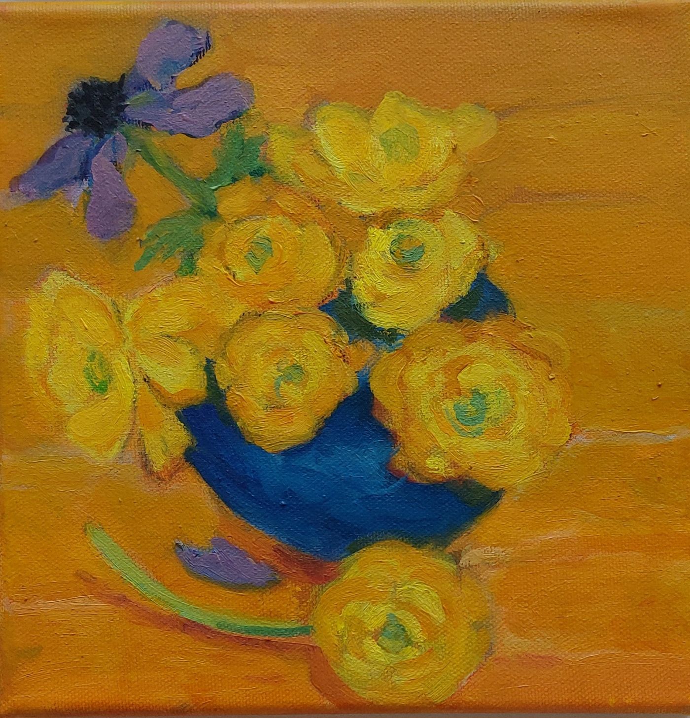 Sally Scott Original Artwork Oil Painting Still Life with Ranunculus