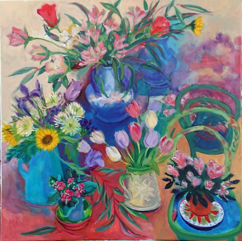 Sally Scott Original Artwork Oil Painting Flowers 