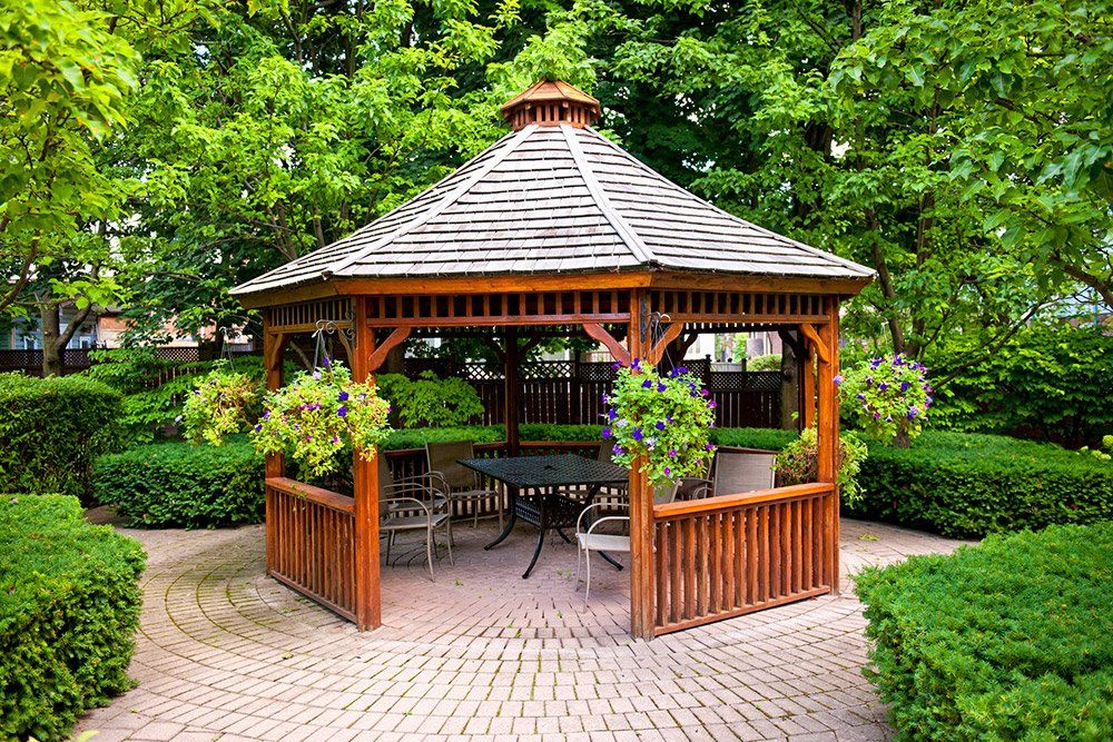 Gazebo in Garden — Vancouver, WA — Mountainside Roofing LLC Gazebo in Garden — Vancouver, WA — Mountainside Roofing LLC