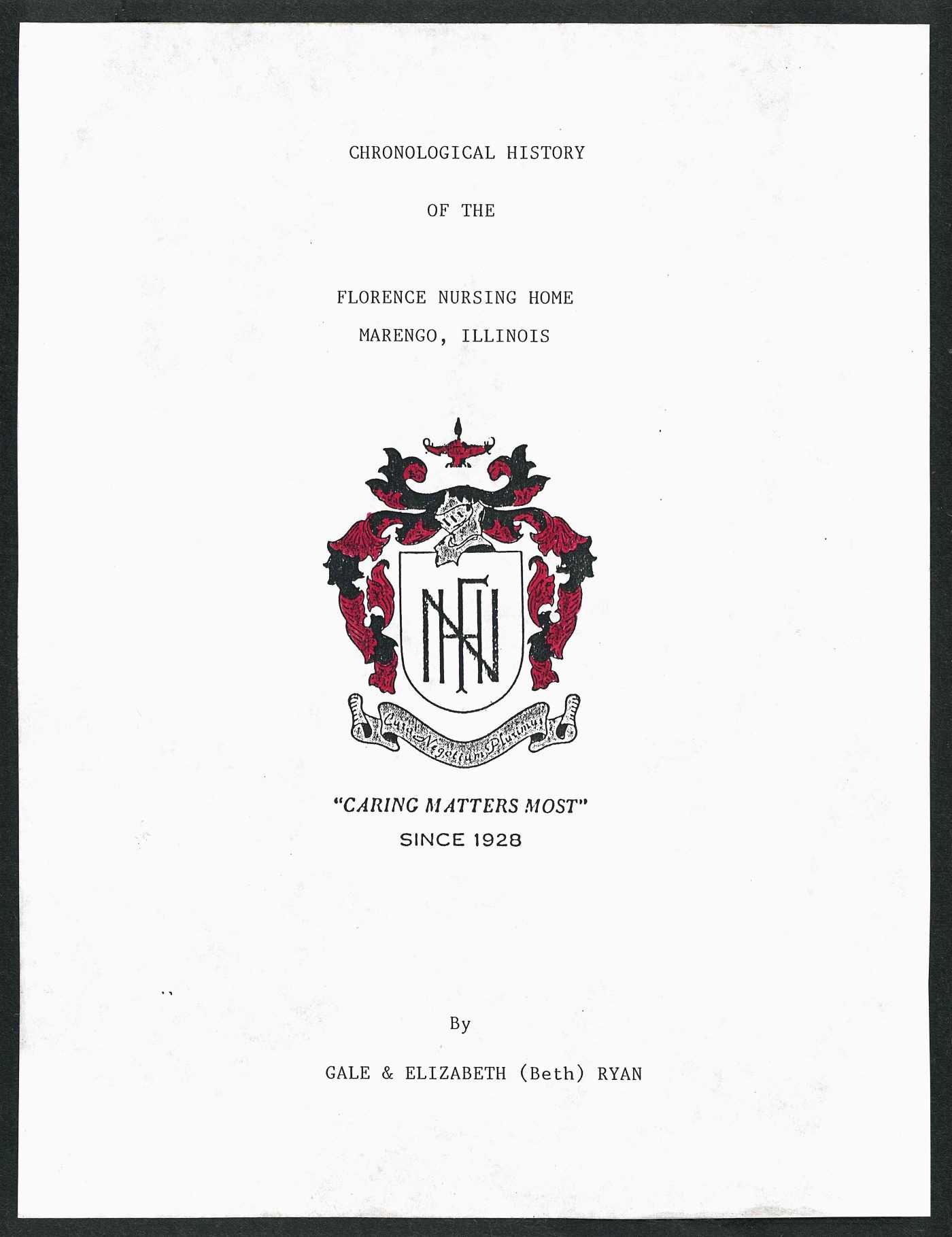 Chronological History of the Florence Nursing Home, page 1 of 17