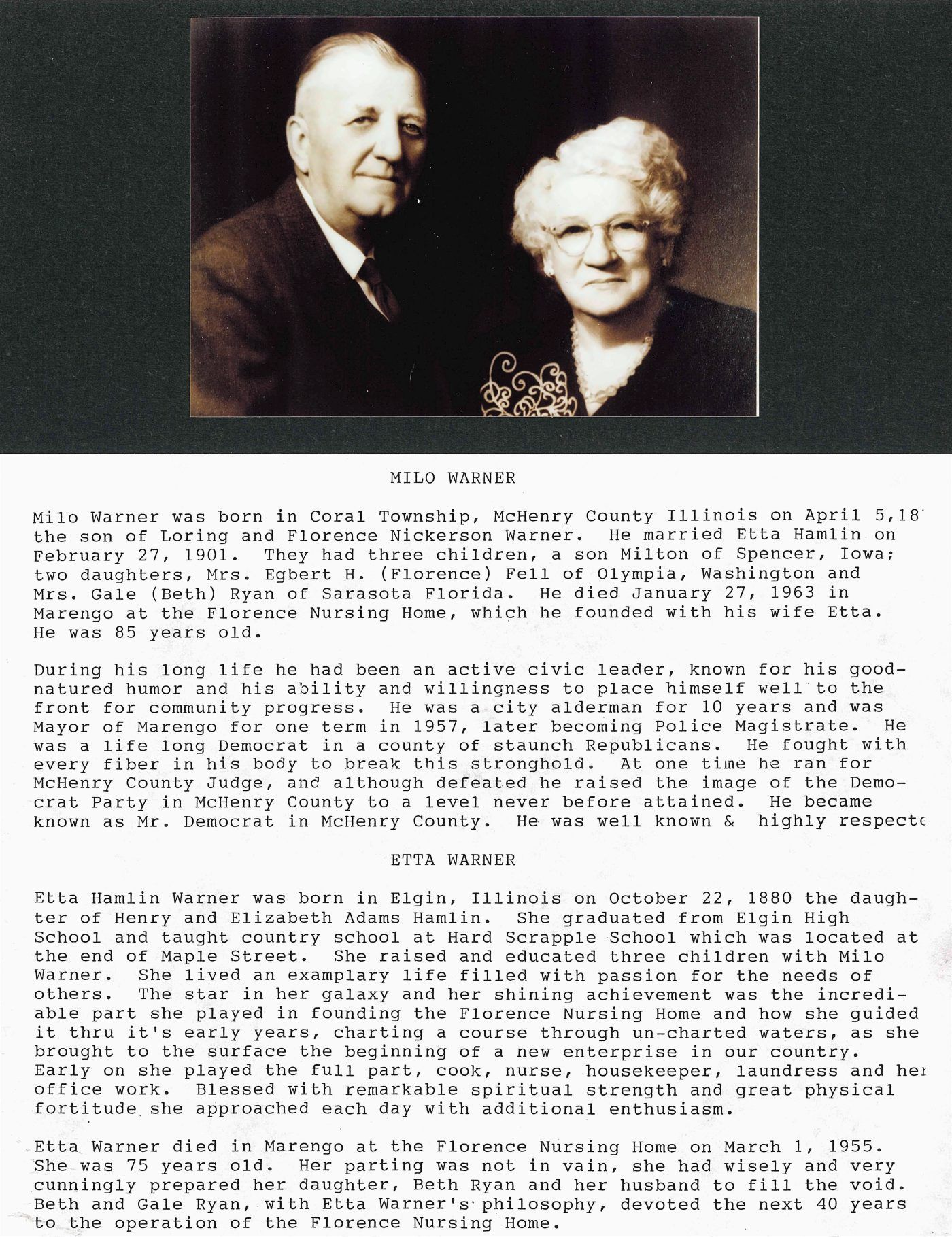 Chronological History of the Florence Nursing Home, page 17 of 17