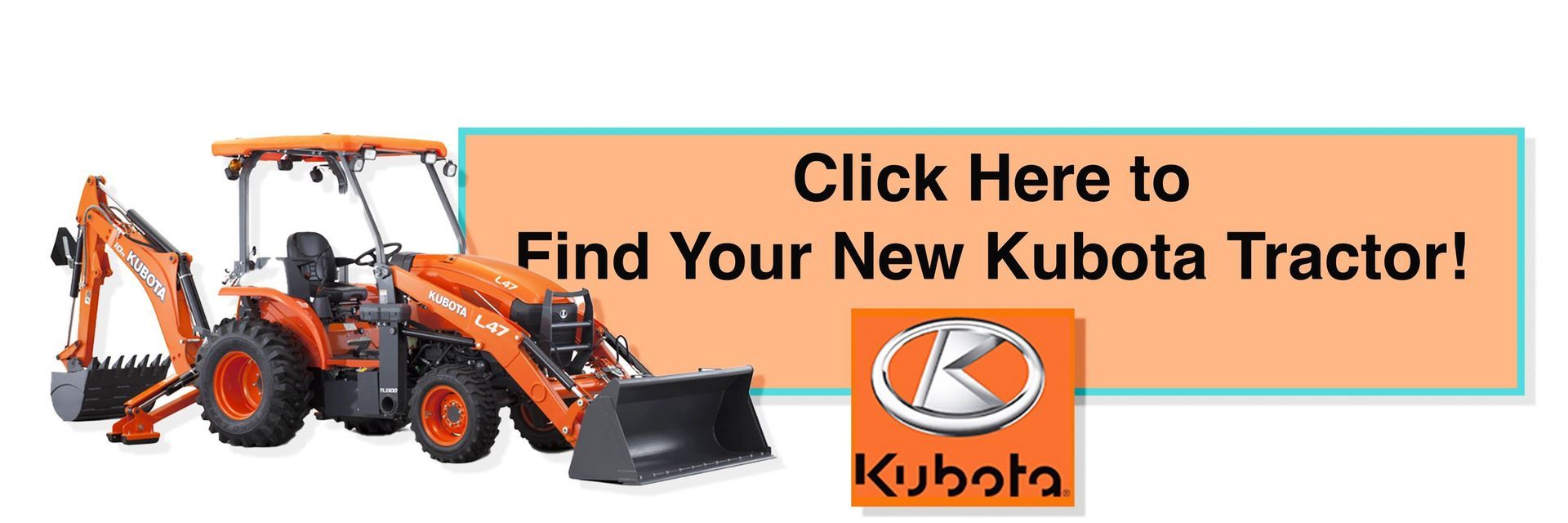 Orange Kubota tractor with backhoe, 