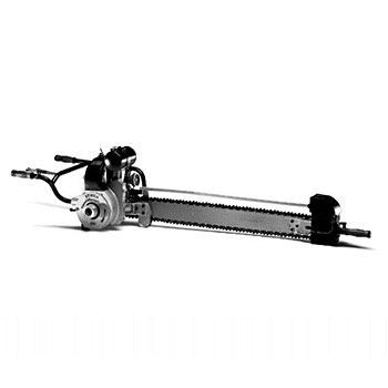 Vintage chainsaw on a white background.