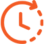 Orange lightbulb with radiating lines, symbolizing an idea or innovation.