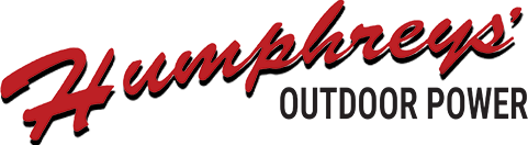 Humphreys' Outdoor Power logo in red cursive text with a black shadow, below is