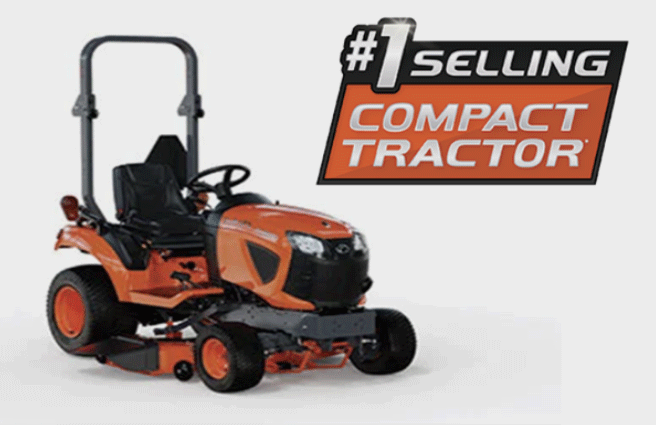 Orange compact tractor with the